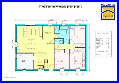 Plan salon sejour cuisine en l