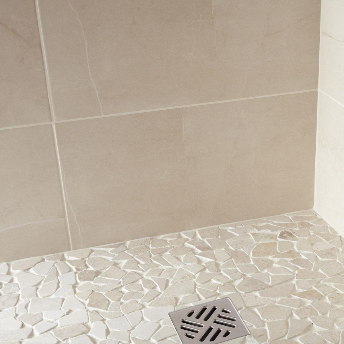 Carrelage beige joint blanc