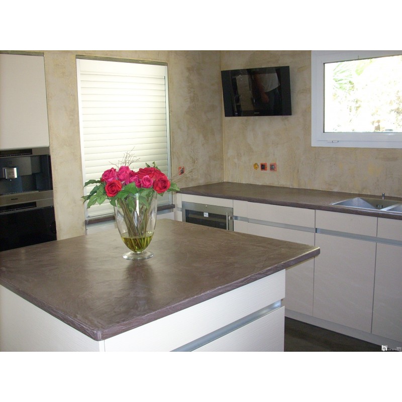 Renover plan de travail cuisine en beton