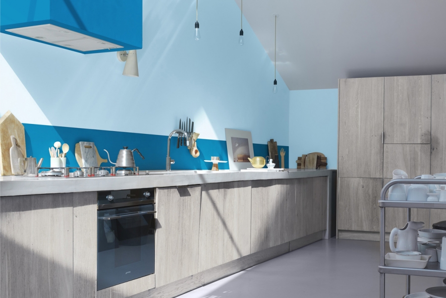Deco cuisine bleu acier