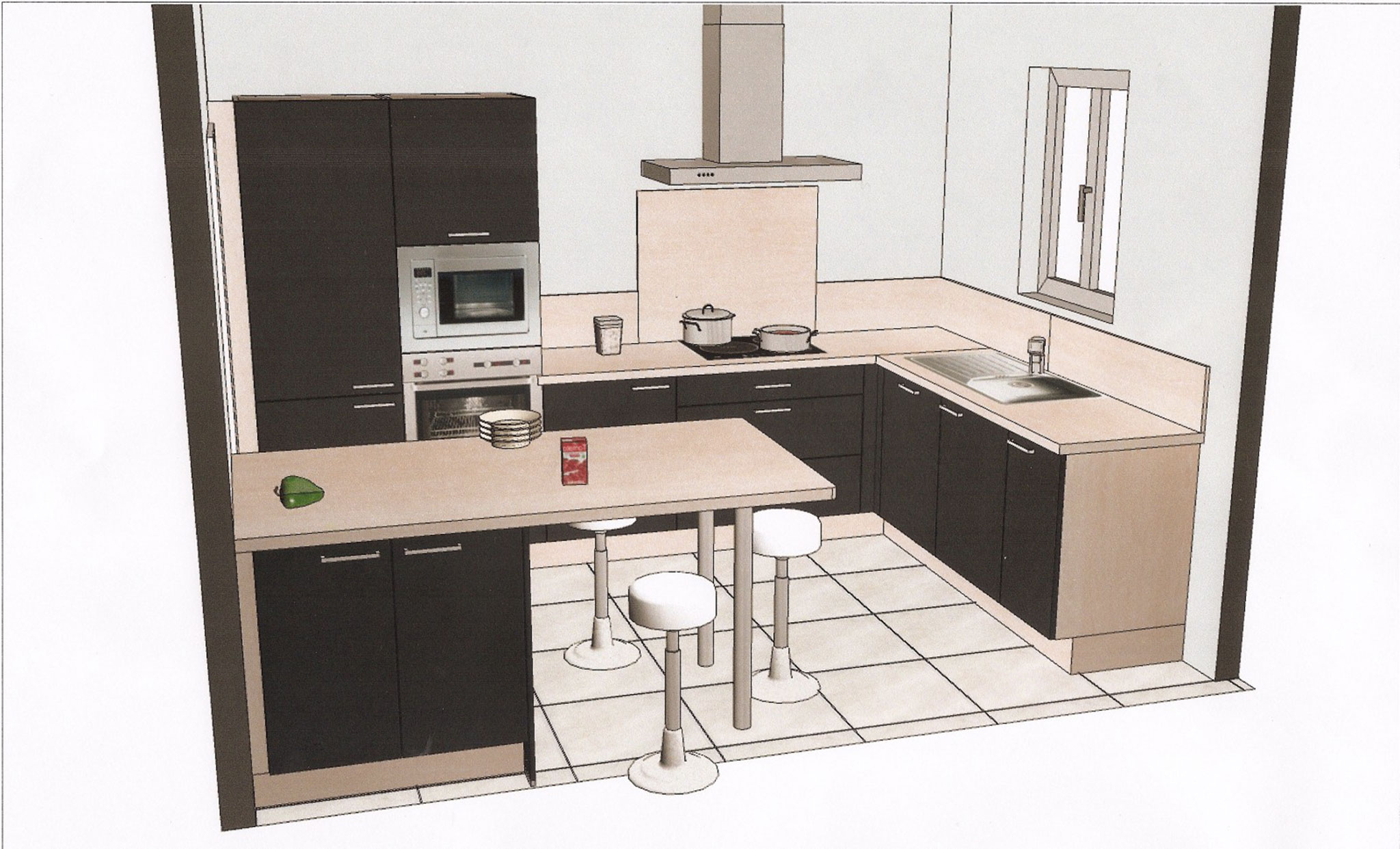 Plan de cuisine en 3d