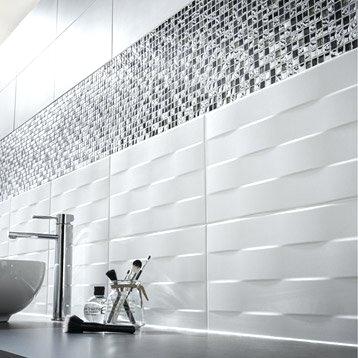 Carrelage blanc relief vague