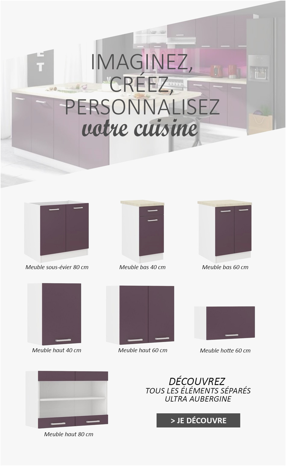 Meuble haut cuisine aubergine