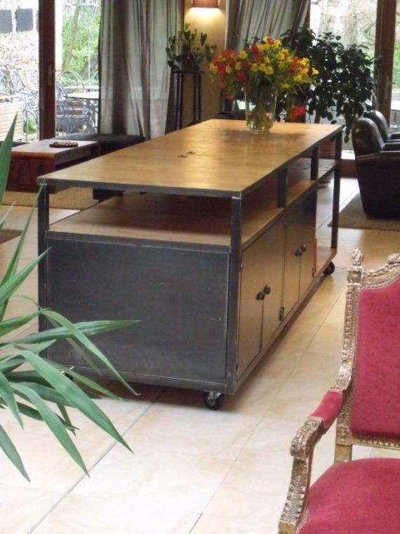 Table de cuisine bois et zinc