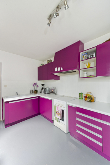 Meuble haut de cuisine rose