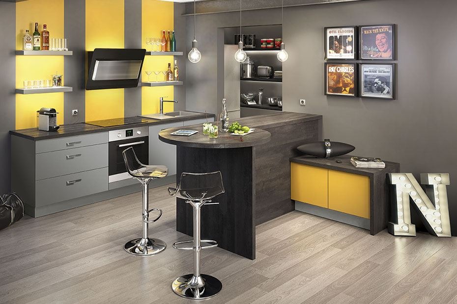 Décoration cuisine jaune moutarde