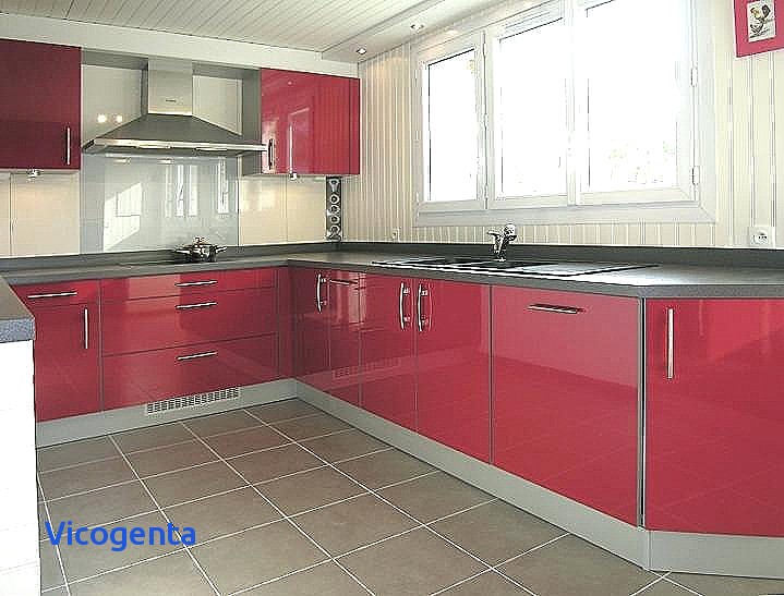 Carrelage cuisine gris et rouge