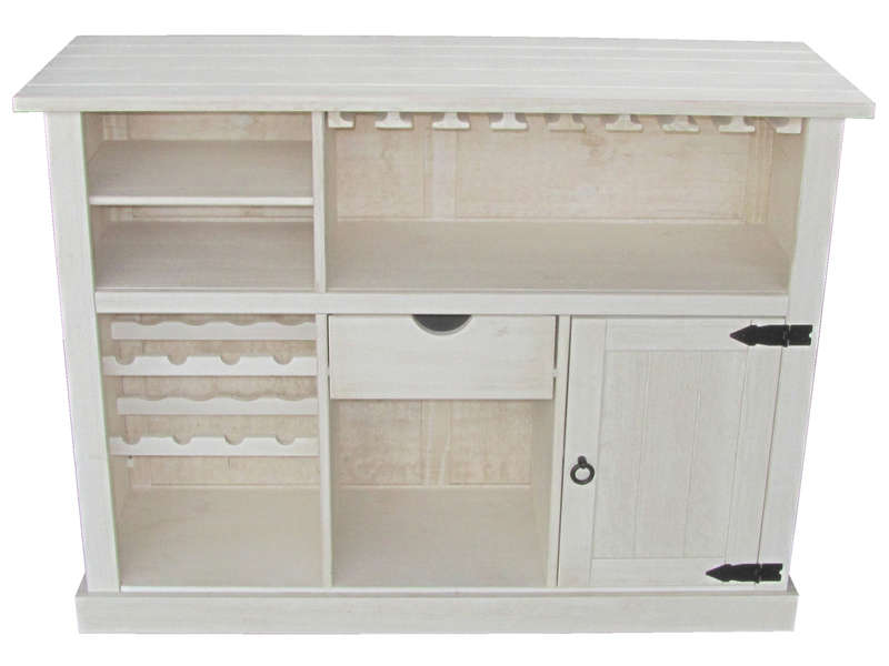Table bar avec rangement coloris blanc