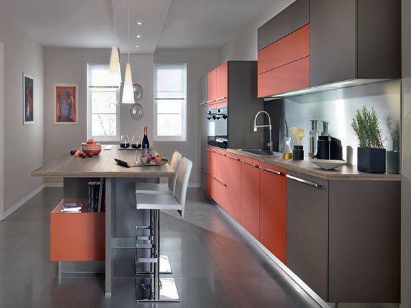 Meuble haut cuisine orange