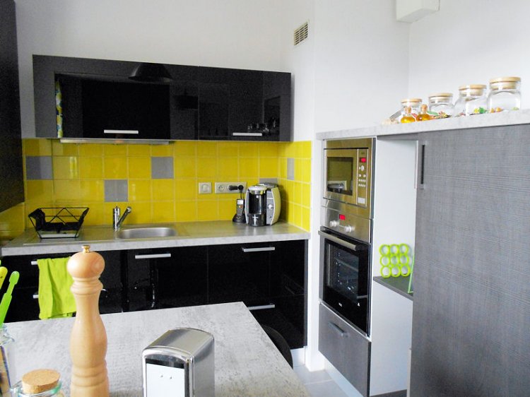 Deco cuisine gris et jaune