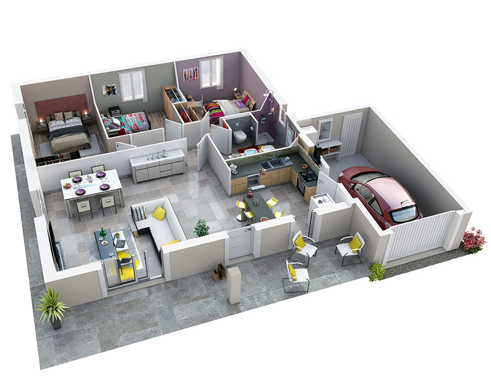 Plan interieur maison cuisine