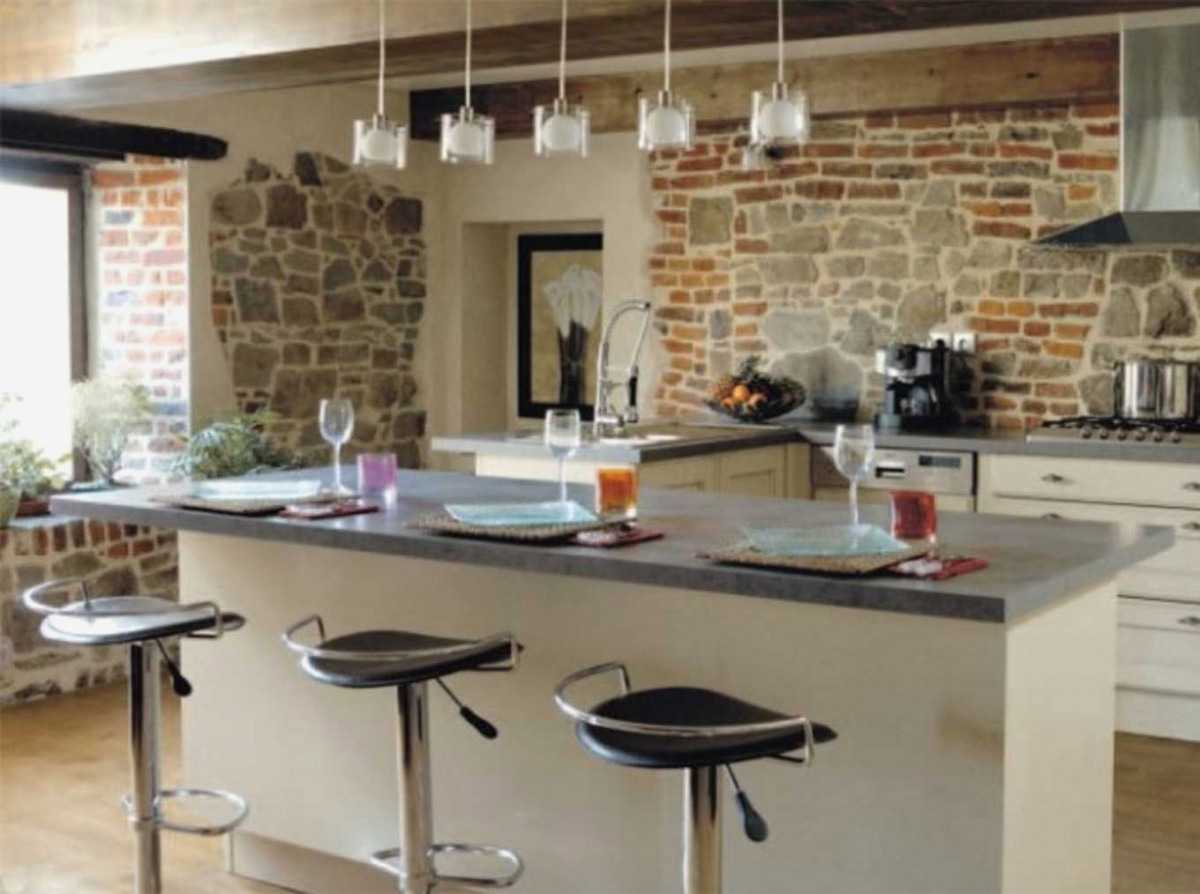 Modele de cuisine ouverte avec ilot central
