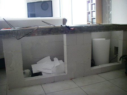 Plan de travail cuisine en beton cellulaire