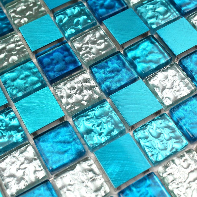Carrelage mosaique bleu blanc