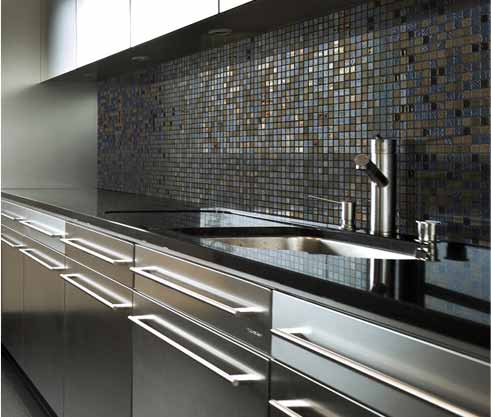 Carrelage mosaique gris cuisine