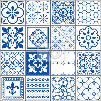 Carrelage bleu motif