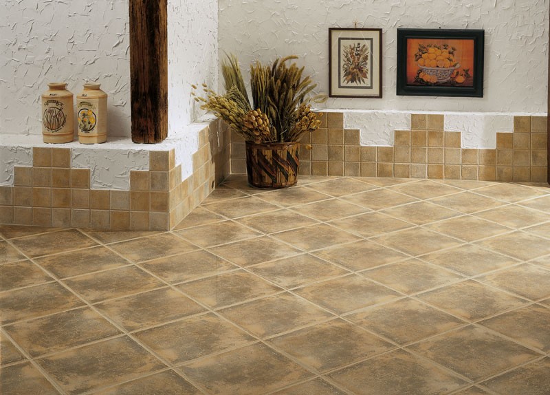 Carrelage beige rustique