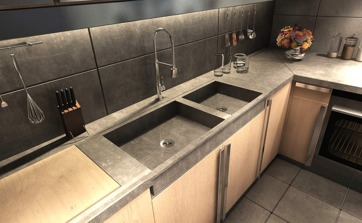 Cuisine plan de travail beton