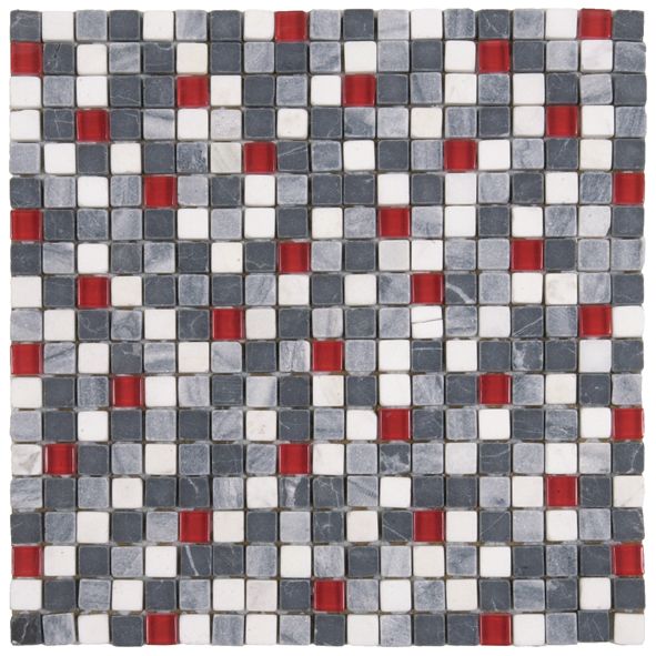 Carrelage mosaique gris rouge