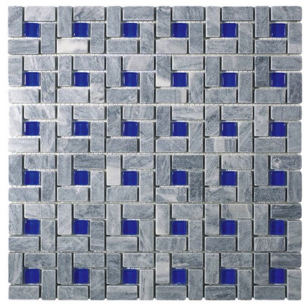 Carrelage mosaique gris bleu