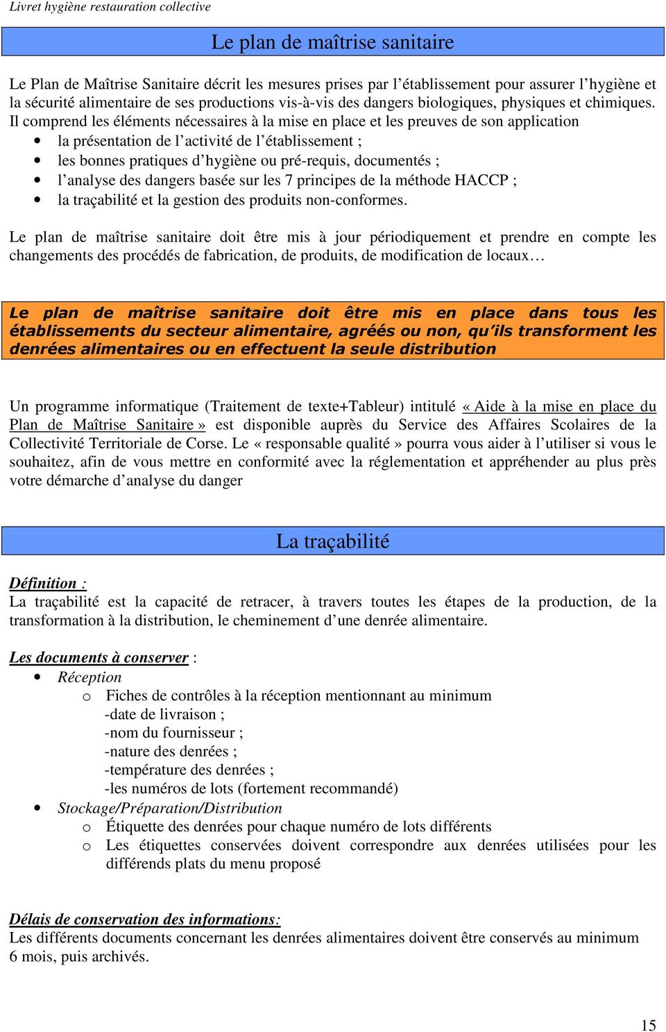Plan maitrise sanitaire cuisine satellite
