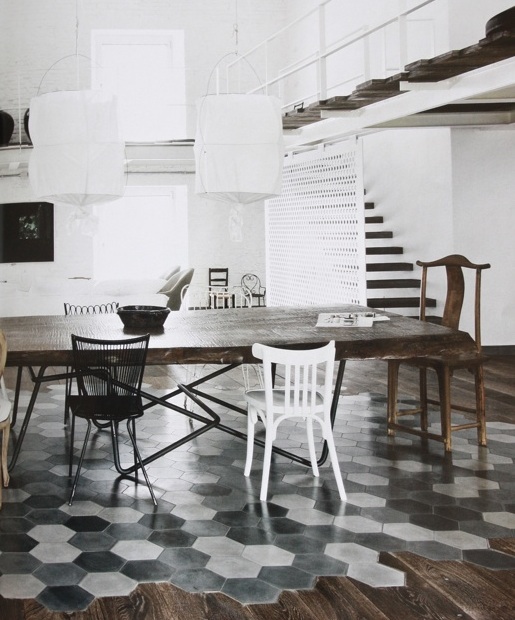 Carrelage cuisine parquet salon