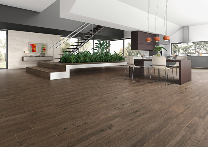 Carrelage imitation parquet foncé