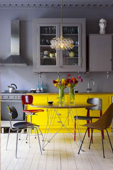 Meuble haut de cuisine jaune