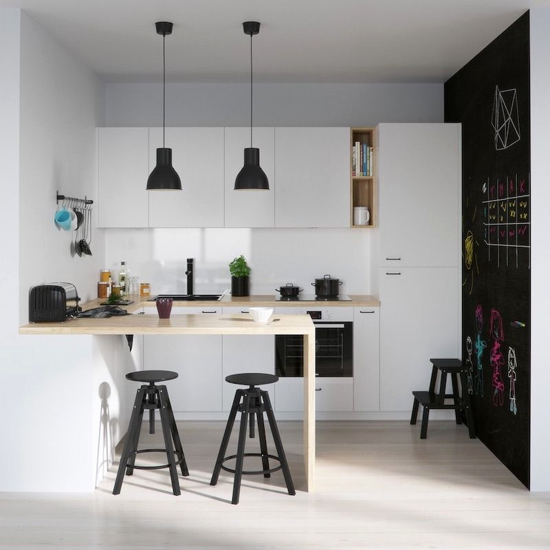 Petite cuisine ouverte avec bar