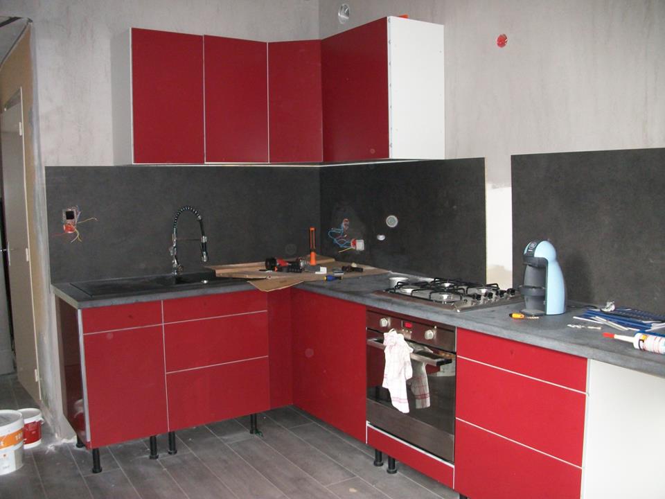Plan de travail cuisine rouge ikea