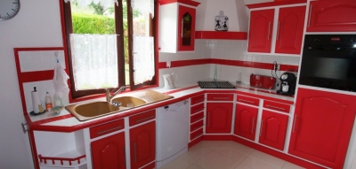 Deco cuisine beige et rouge