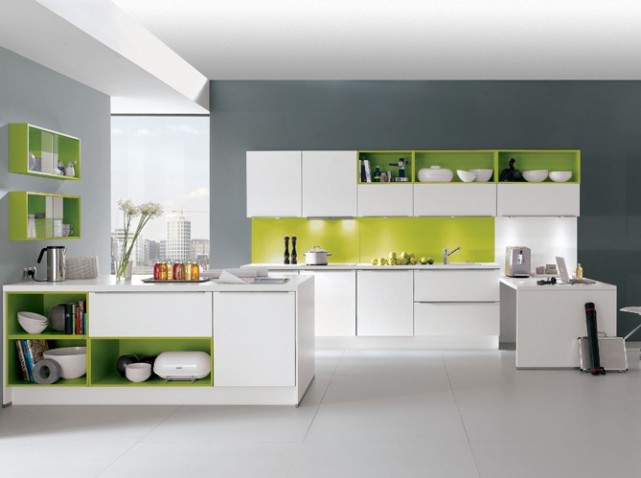 Deco cuisine blanche et verte