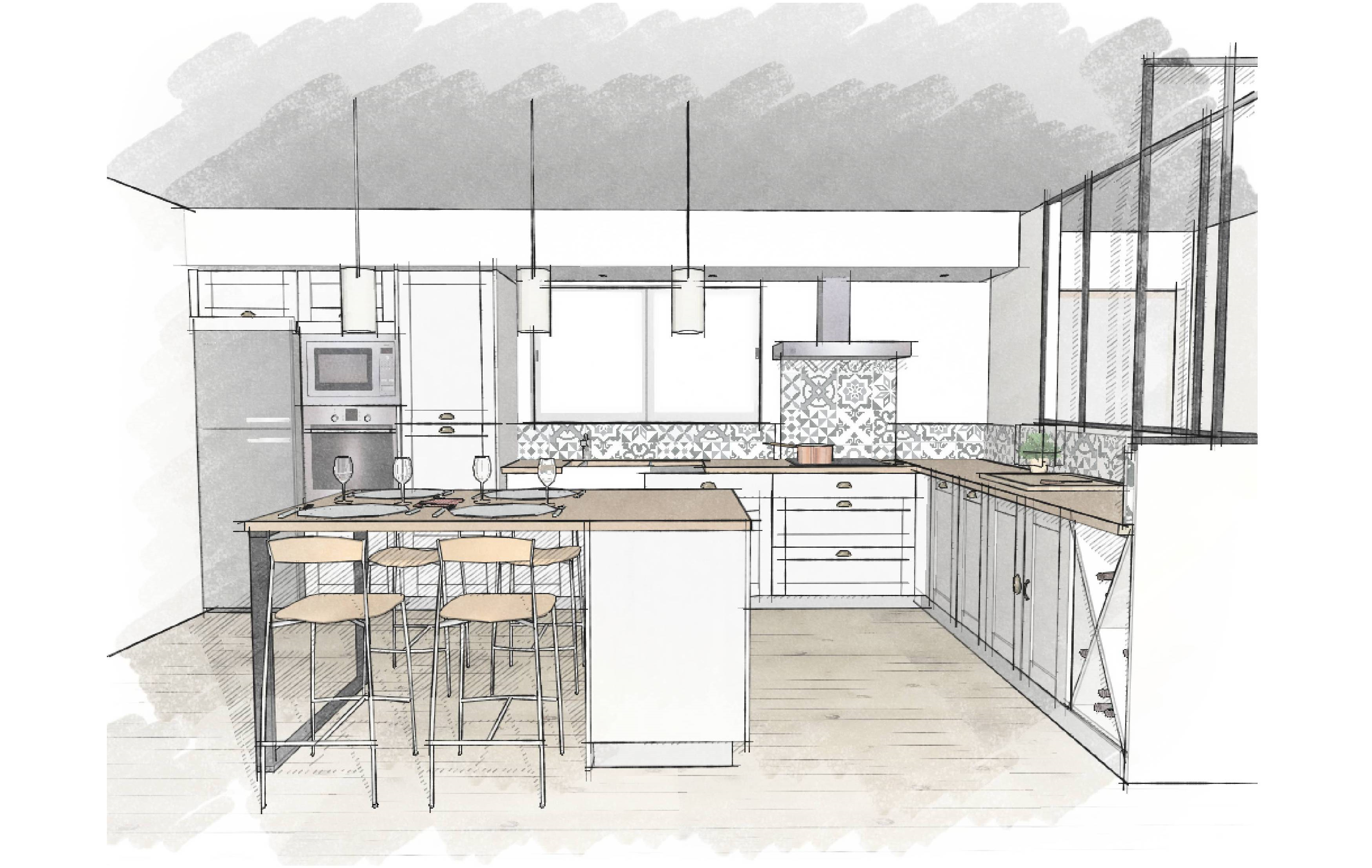 Plan cuisine ilot centrale