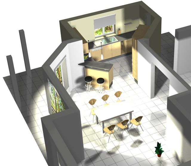 Plan salon cuisine américaine