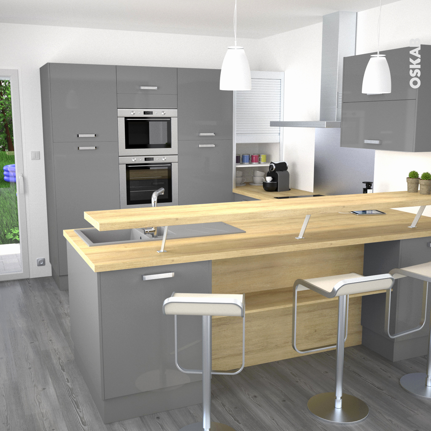 Plan cuisine avec bar