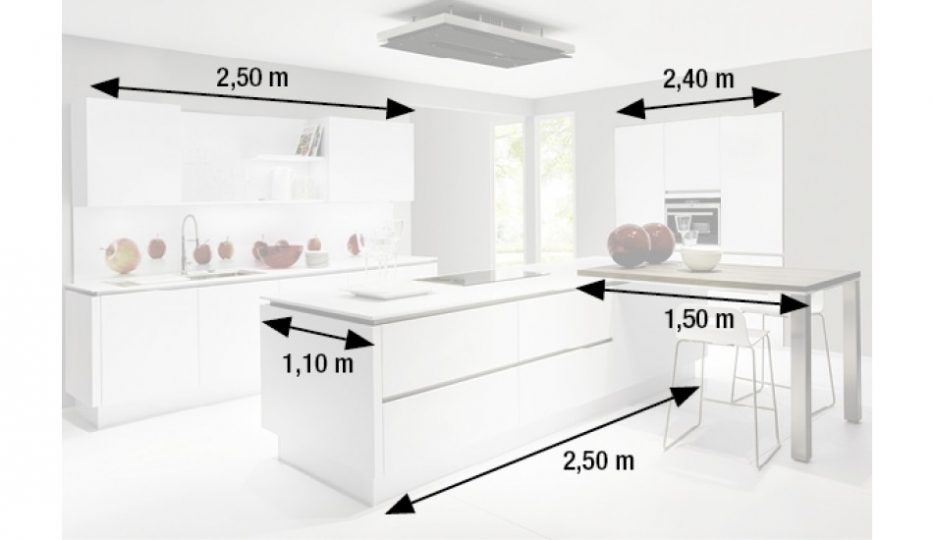 Plan de cuisine en l avec ilot central