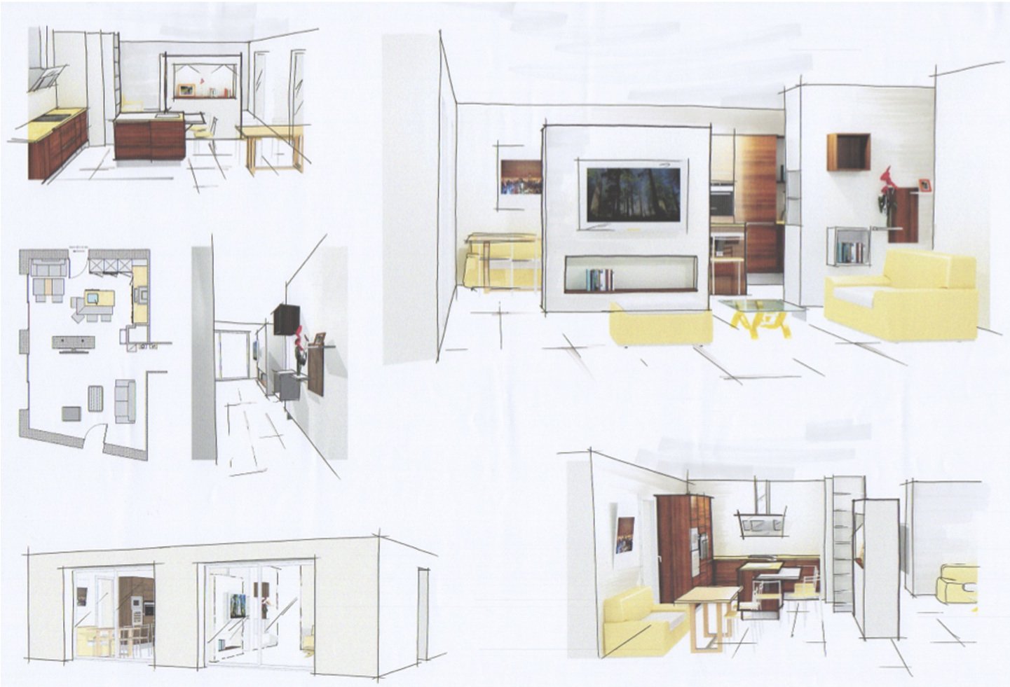 Plan cuisine ouverte sur salle à manger