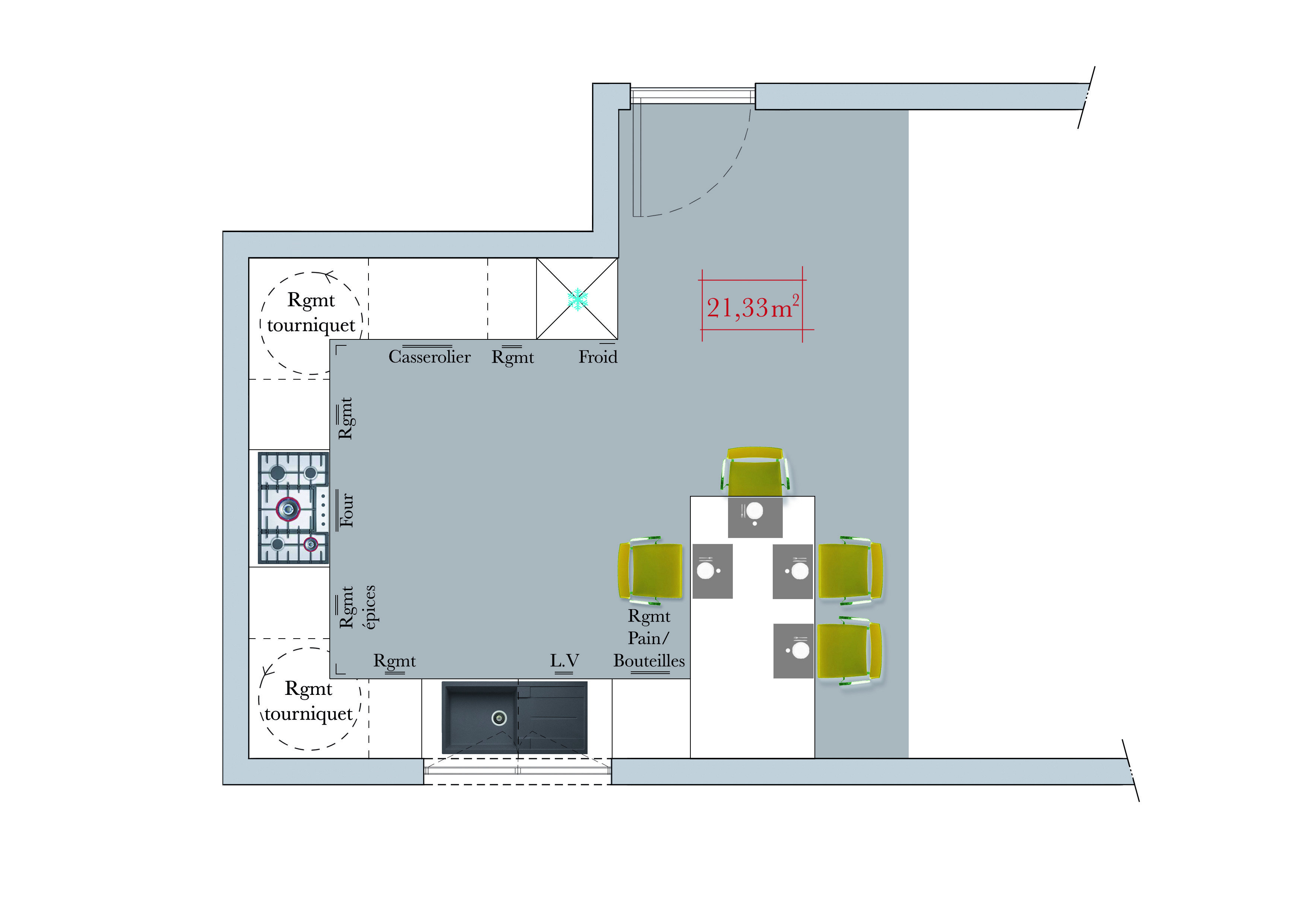 Plan cuisine salon