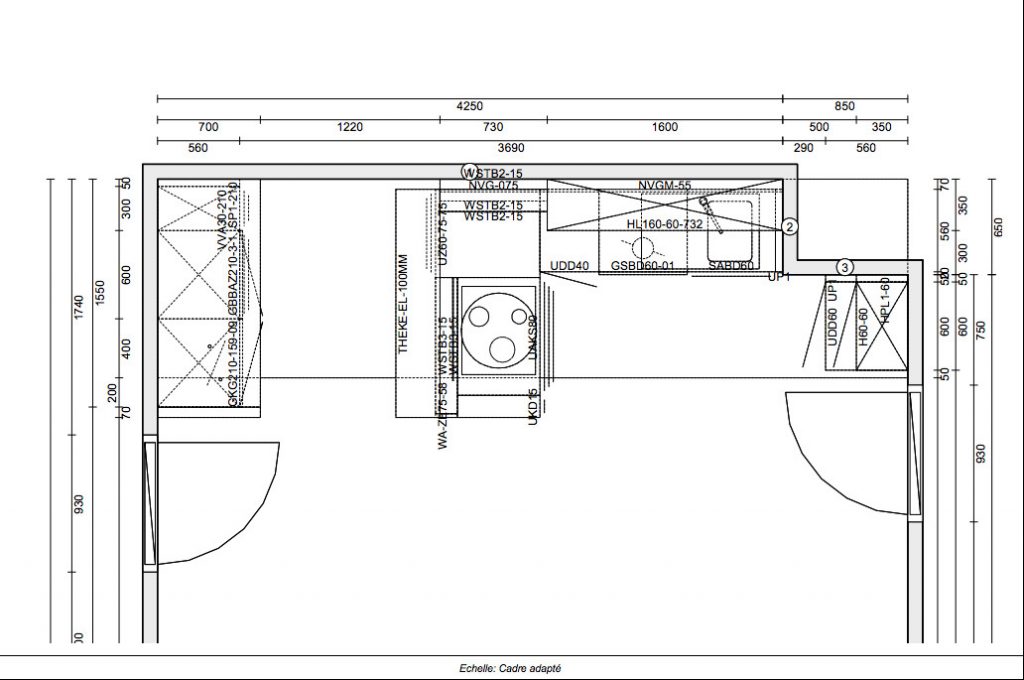 Modele plan cuisine amenagee