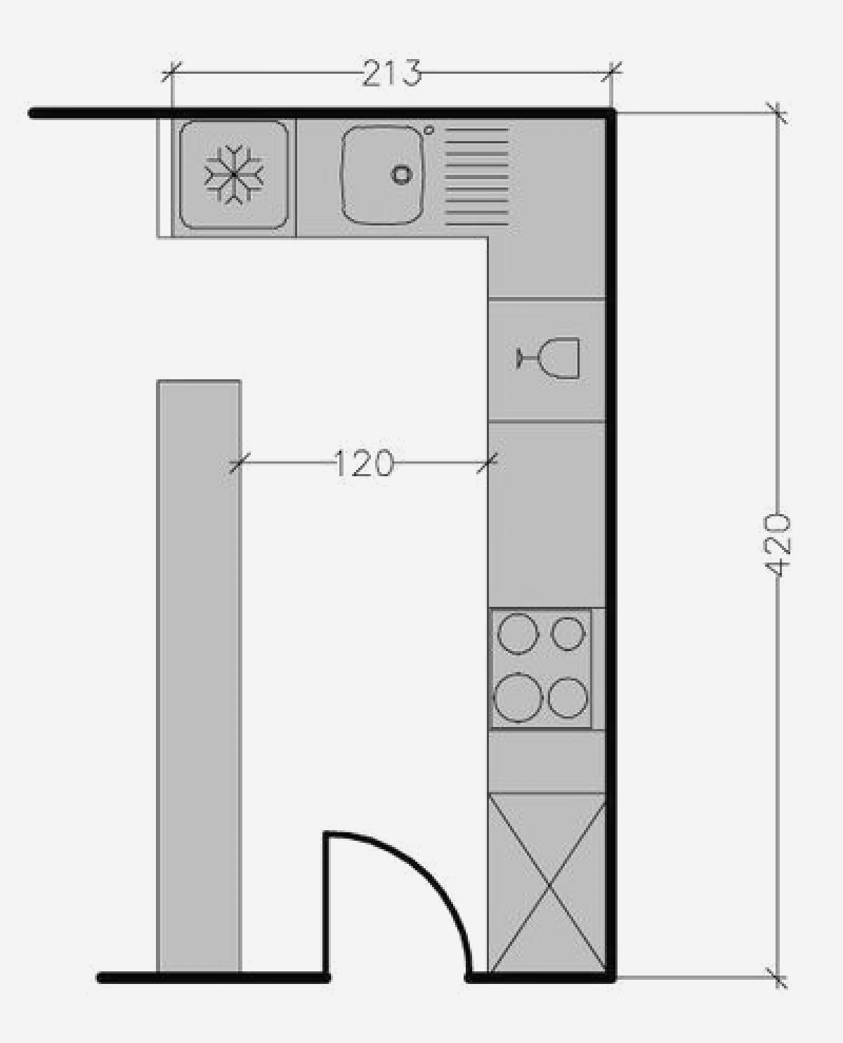 Plan de cuisine ouverte avec bar
