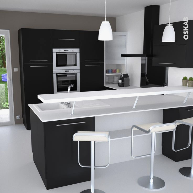Cuisine avec bar plan de travail