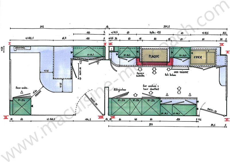 Plan cuisine couloir