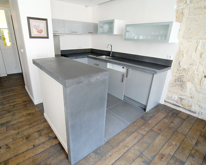 Plan de travail cuisine imitation beton