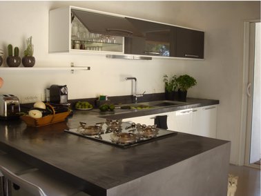 Refaire plan de travail cuisine beton