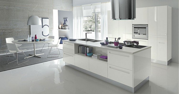 Cuisine blanche plan de travail gris anthracite