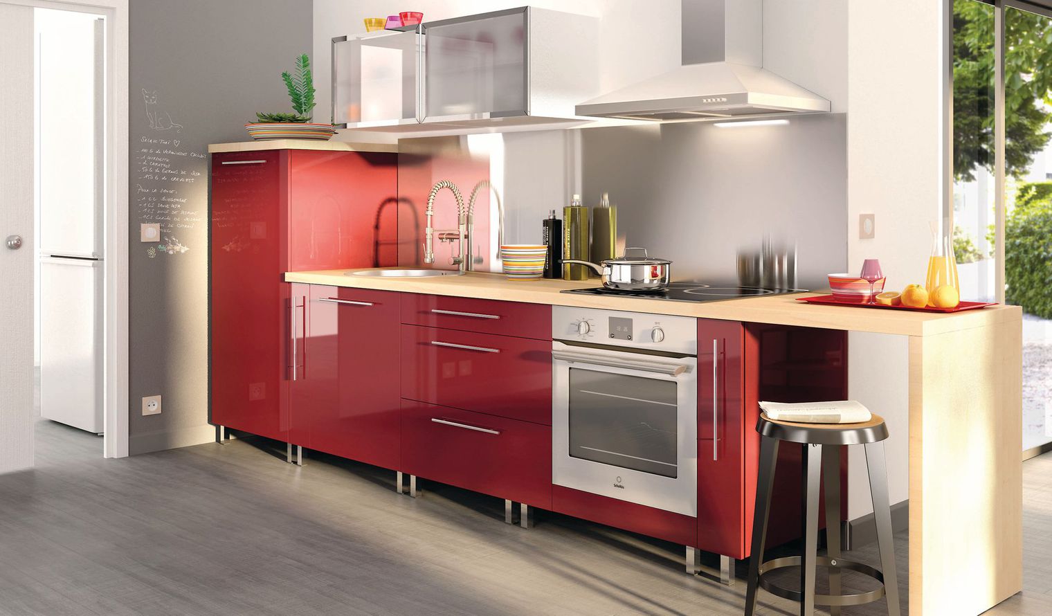 Plan de travail pour cuisine rouge
