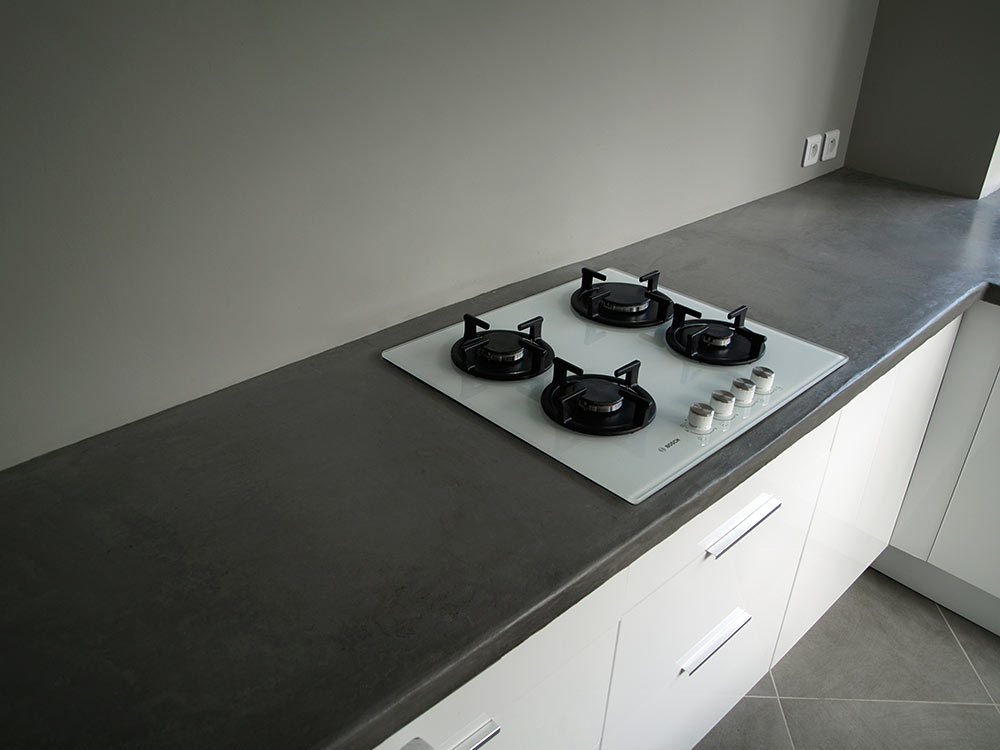 Plan de travail en beton cire pour cuisine