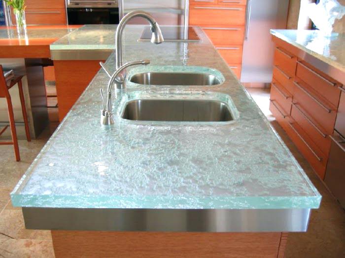 Plan de travail cuisine verre trempe
