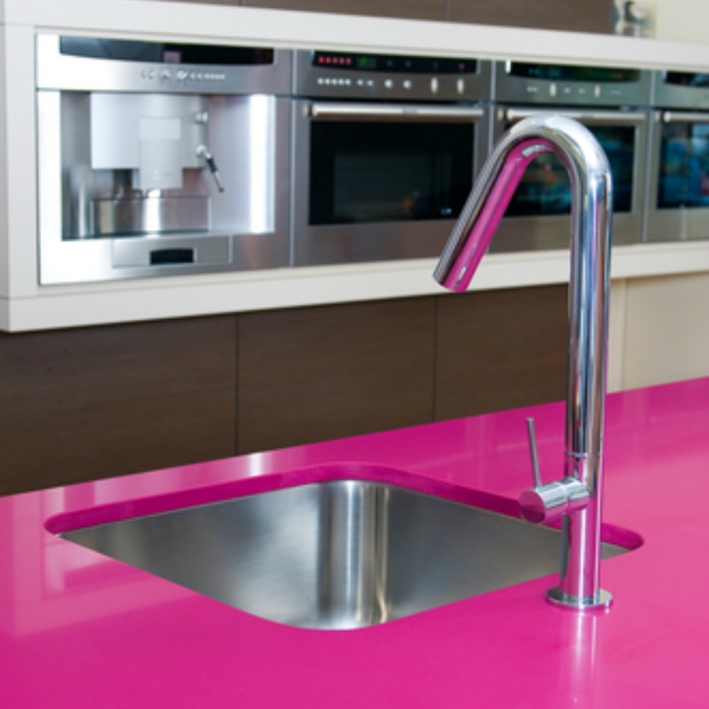 Plan de travail cuisine rose