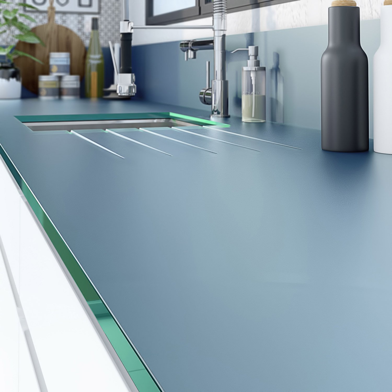 Plan de travail en verre pour cuisine